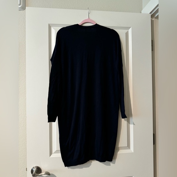 6397 Extra Fine Merino Wool V Neck Sweater Dress Navy Blue Size XS EUC - Picture 5 of 7